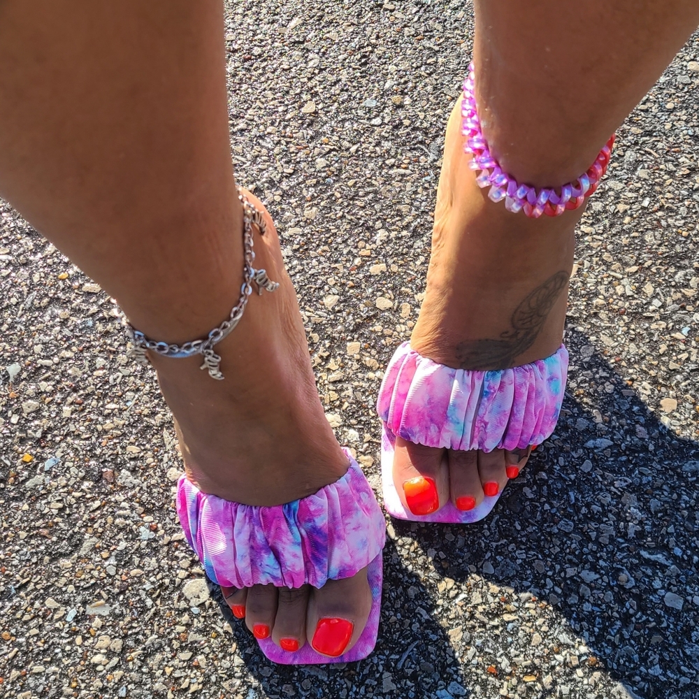 Pink Multicolored Wedge Sandals
